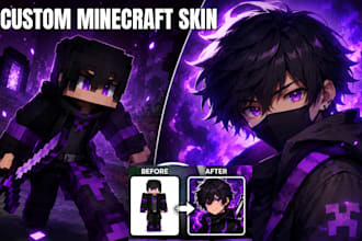 create he best custom minecraft skin and turn minecraft skin into anime profile