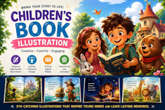 create 3d pixar style childrens book illustrations
