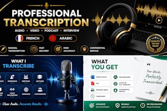 manually transcribe audio or video in french and arabic