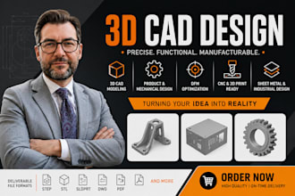 do 3d cad design, 3d product design, mechanical part design for 3d printing, dfm