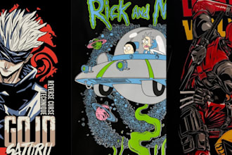 draw custom vintage tshirt artwork