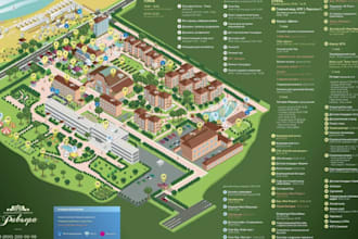 design detailed campus map, wayfinding map and university site map
