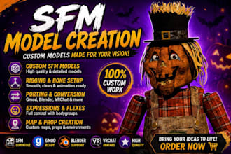 port your model to sfm, gmod playermodel, mmd model, l4d2 model, fnaf model, vrc