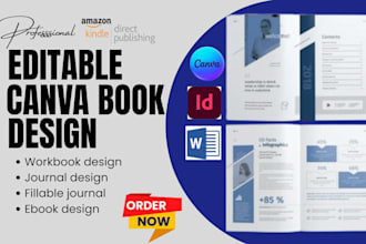 design book interior layout, workbook and journal formatting