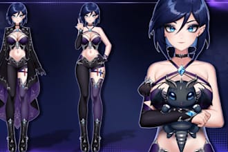 draw a custom anime vtuber model, live2d vtuber avatar and pngtuber character