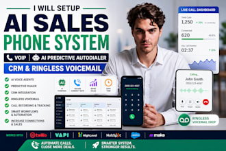 setup ai sale phone system, voip ai predictive autodialer crm ringless voicemail