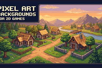 create custom pixel art game backgrounds game environment, scene for  2d games