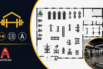 design gym equipment layout, commercial gym floor plan, autocad drafting