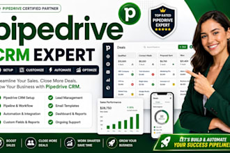 setup and automate pipedrive CRM, sales pipeline and workflows