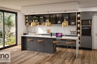 design your modern kitchen and 3d render