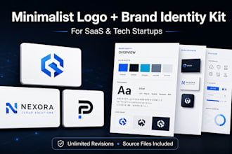 design minimalist logo complete brand identity kit for your saas or tech startup
