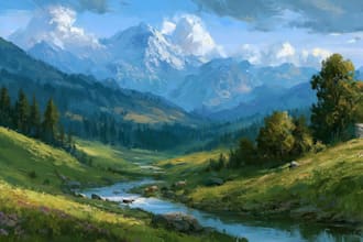 paint landscape in oil painting