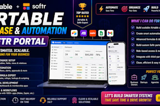 setup airtable database, airtable automation, airtable formula, softr portal