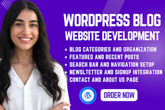 build wordpress website design wordpress blog website developement as expert
