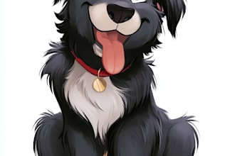 make cartoon pet portrait in disney style pet illustration