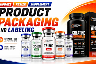 design premium peptide vial label, sarms, supplement and product label