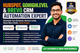 setup hubspot CRM, gohighlevel and brevo email automation workflows
