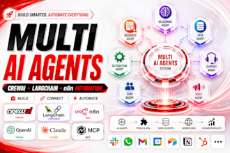 build multi ai agents crewai langchain lindy,  n8n ai agents workflow automation