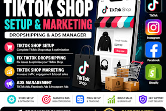 setup tiktok shop, fix tiktok dropshipping, tiktok shop marketing, ads