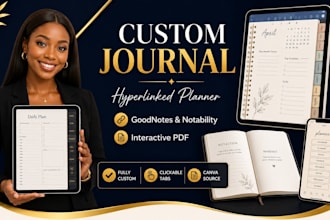 design custom journal, hyperlinked planner, goodnotes digital notebook