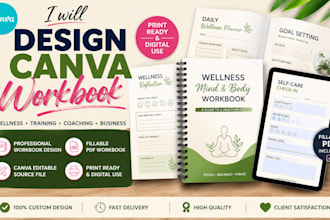 design canva workbook wellness workbook redesign training fillable PDF workbook