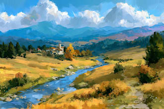 paint landscape in oil painting