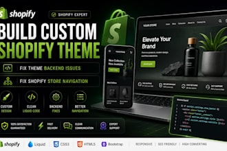 build custom shopify theme fix theme backend issues fix shopify store navigation