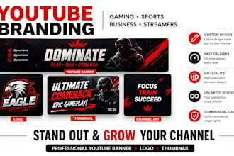 do youtube gaming banner sport logo you tube branding thumbnail with channel art