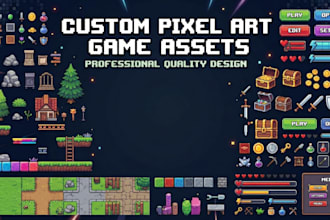 do pixel art tilesets, game UI, icons and environment assets
