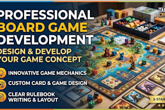develop your board game with mechanics, card game and rulebook design