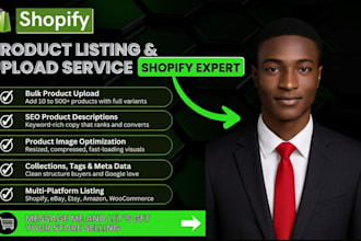 be shopify lister do product upload, SEO data entry and shopify listing expert