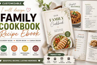 design customizable family cookbook recipe ebook cookery canva ebook