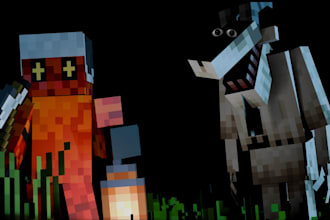 create cinematic terror minecraft thumbnails in blender