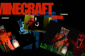 create cinematic terror minecraft thumbnails in blender