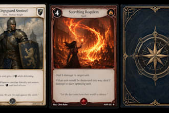 design custom trading card game, tcg card template, card frame, board game art