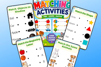 create printable matching and counting worksheets for kids