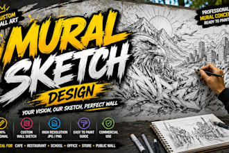 create custom mural sketch design for wall painting