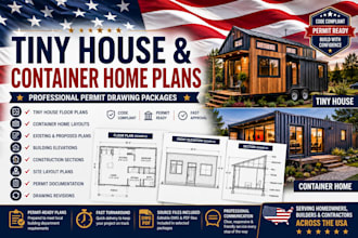 design tiny house and container home permit drawing plans