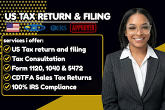 prepare and efile us tax return 1040 1120 1065 5472 and us tax filing