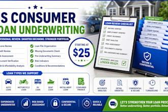 prepare, analyse, review and pre underwrite US consumer loan application