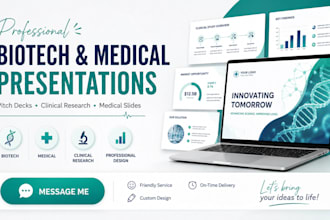 create biotech pitch deck, medical presentation and clinical research slides