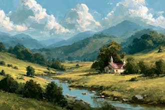 paint landscape in oil painting
