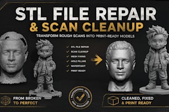 fix stl file, repair stl mesh and clean up 3d scan for printing