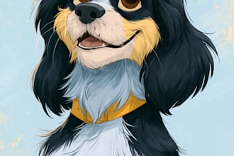draw a disney pet portrait illustration