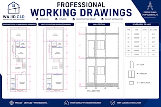 draw professional architectural working drawings in autocad