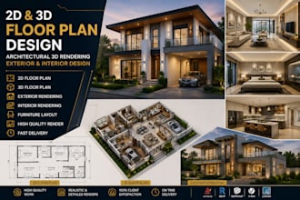 2d,3d floor plan design, architectural 3d rendering,  exterior, interior design