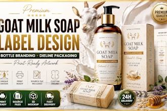 design goat milk soap product label bottle branding dieline packaging artwork
