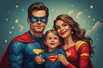 paint yourself a amazing family superhero portraits for you