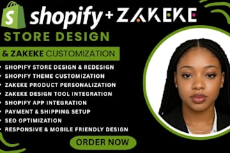 design shopify store and shopify zakeke product customizer or 3d configurator