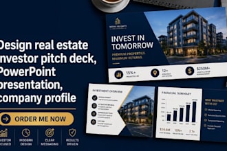 design real estate investor pitch deck, powerpoint presentation, company profile